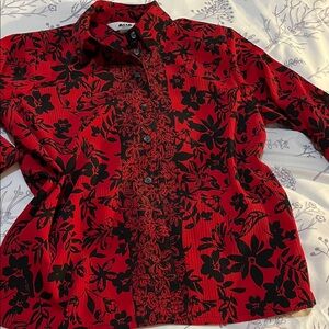 Alia Red and Black Floral Blouse